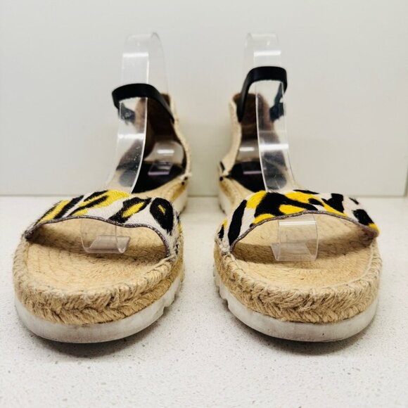 Pimientos Espadrille Calf Hair Genuiine Leather Animal Print Ankle Strap Sz 40 - Picture 2 of 13
